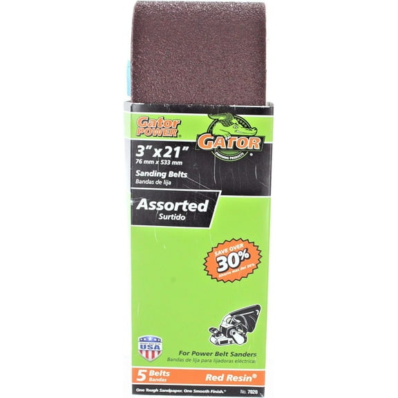Gator 21 in. L x 3 in. W Aluminum Oxide Sanding Belt Assorted Grit Assorted 5 pc.