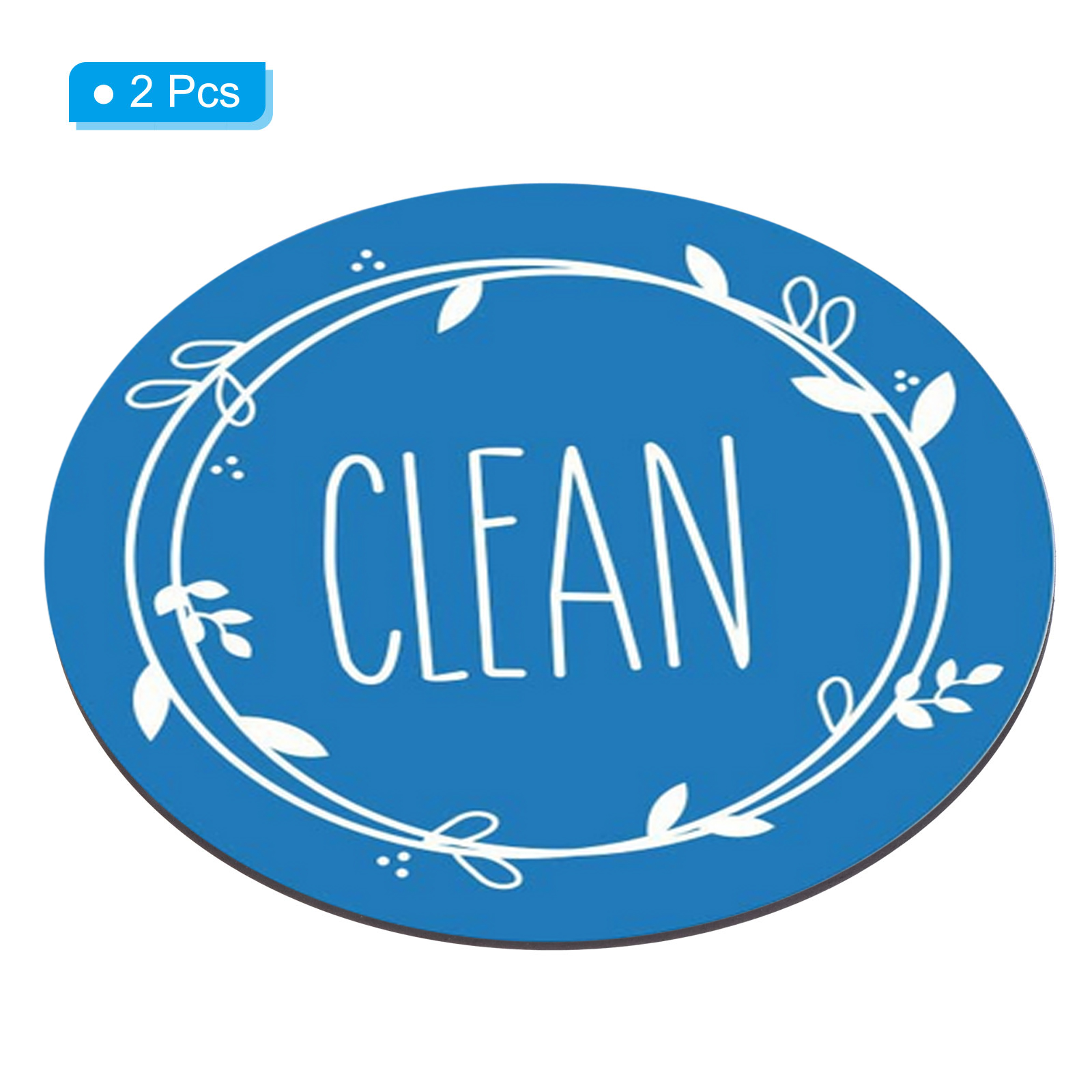 Unique Bargains Dishwasher Magnet Round Refrigerator Sign Magnet 2 Pack Blue Black