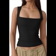 thumbnail image 2 of Camiseta Sin Mangas con Cuello Cuadrado para Mujer, Color Negro, Talla XL, 2 of 9