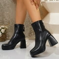 thumbnail image 4 of Viluyesy Womens Mid Calf Boots, Square Toe Thick Block Heels Back Zipper Fall Winter Fashion Dress Boots Black US7, 4 of 9
