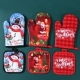 thumbnail image 2 of 2pcs Christmas Cotton Oven Mitts, Merry Christmas Heat Resistant Gloves, Non-Slip Kitchen Supplies, Polyester Insulation Mat for Baking, Microwave & Oven Use, Festive Holiday Decor, 2 of 7