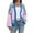 Blue, variant on Long Sleeved Fall V-neck Colorful Striped Print Casual Knit Cardigan Coat
