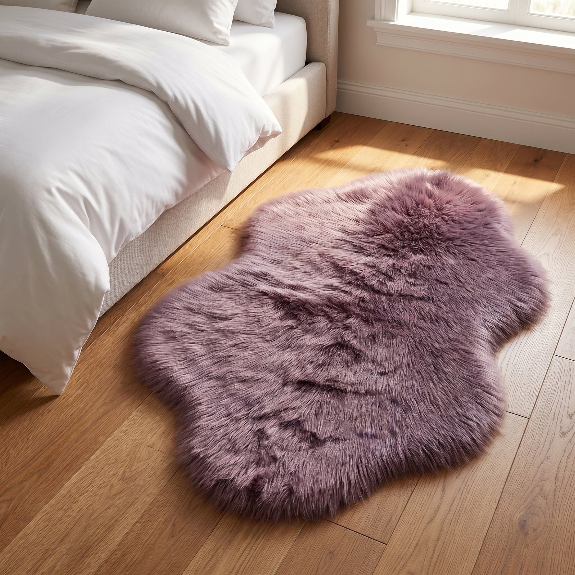 Unique Bargains Soft Shaggy Area Rug Washable Fluffy Bedroom Rug Non Slip 35" x 24" Purple