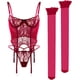 thumbnail image 2 of Party Outfit Women's Sexy Lace Bodysuit Red L with Hollow Pattern, Lace Up Design, and Sleeveless Fun Set, 2 of 3
