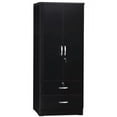 thumbnail image 1 of Better Home NW-108-BLK Armoire Garde-Robe en Bois à 2 Portes avec 2 Tiroirs, Noir, 1 of 10