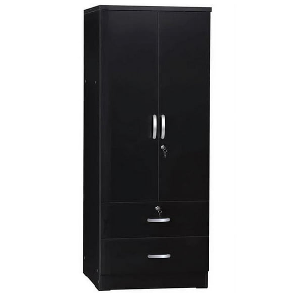 Better Home NW-108-BLK Grace Wood 2-Door Wardrobe Armoire with 2-Drawers, Black