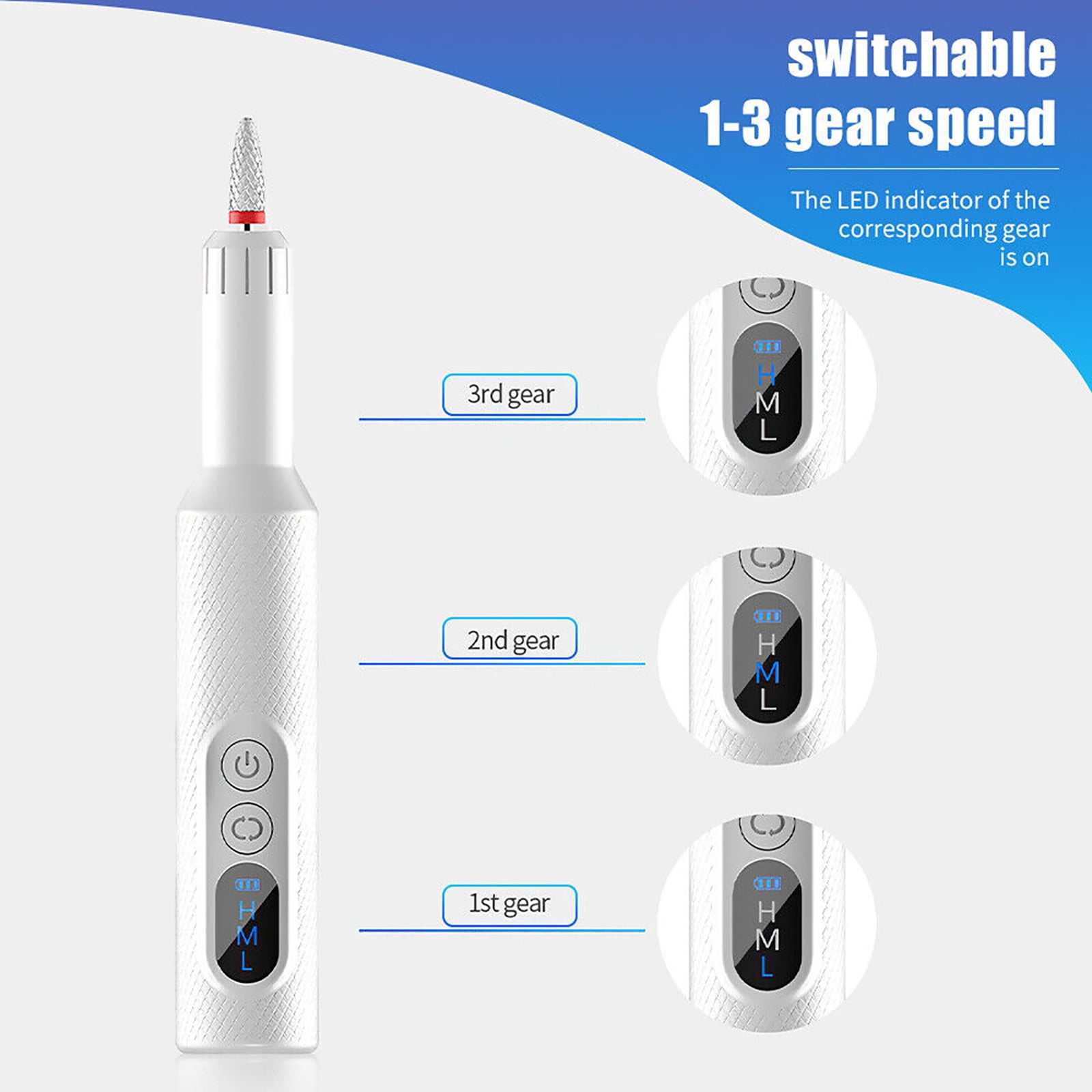 Salon-Quality Cordless Nail Drill Versatile Charging Options LED Display 3 Adjustable Speeds & Forward/Reverse Function