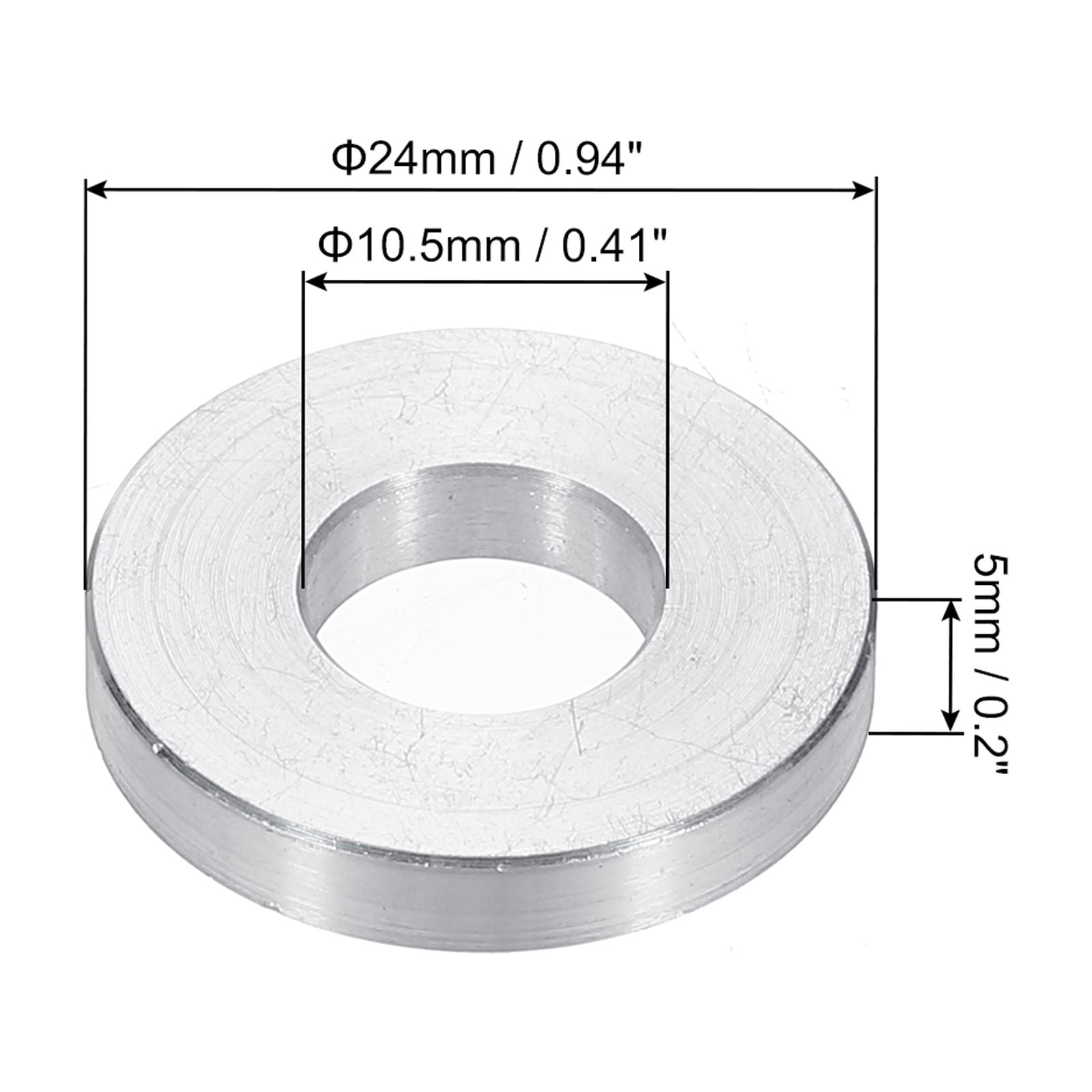 M10 Aluminum Spacers, 12 Pcs Metal Spacers Aluminum 10.5mm ID x 24mm OD x 5mm L Aluminum Spacer Screw Standoff Round for 3/8 or M10 Screw Bolts