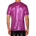 thumbnail image 3 of INSPIRE CHIC Shiny Tops for Men's Crew Neck Short Sleeves Metallic Party T-Shirts Rose Red S, 3 of 4