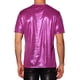 thumbnail image 3 of Camisetas brillantes Inspire Chic para hombres, cuello redondo, de manga corta, metálicas, para fiestas, color rojo rosa, talla 2XL, 3 of 5
