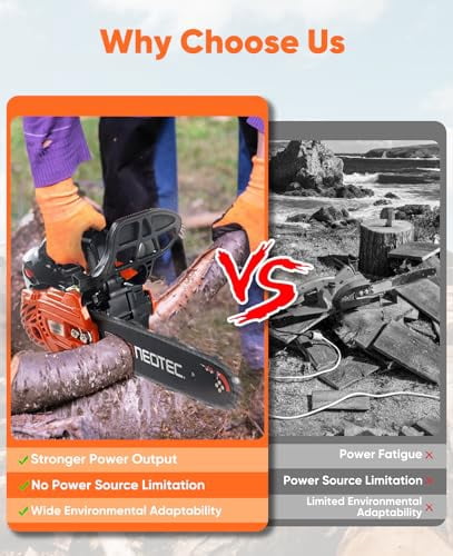 25cc Gas Chainsaw 12 Inch Gas Powered Chainsaws 2-Cycle Petrol Handheld Gasoline Chain Saw Power Saws for Cutting Wood Tree Trimming