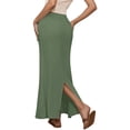 thumbnail image 3 of Angala Womens Pencil Maxi Skirts Solid Color Summer Low Waist Slim Fit Stretch Back Slit Dailywear Casual Ladies Skirts Size M Light Green, 3 of 5