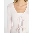 thumbnail image 4 of No Boundaries Tie Front V-Neck Cardigan with Bell Sleeves, Women's & Women's Plus XXS-4X, 4 of 5