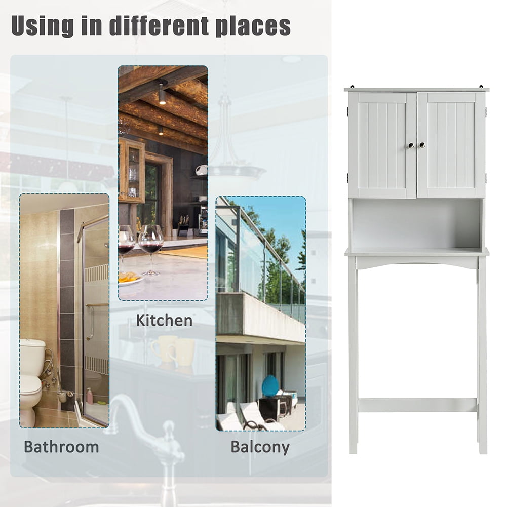Resenkos Wooden Free Standing Over-The-Toilet Bathroom Storage Space Saver with Adjustable Shelf Collect Cabinet,White Resenkos Wooden Free Standing Over-The-Toilet Bathroom Storage Space Saver with Adjustable Shelf Collect Cabinet,White