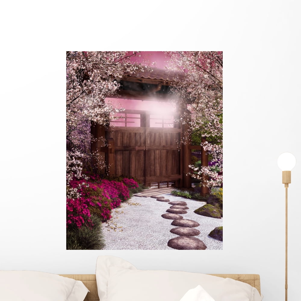 Oriental Garden Gate Wall Mural by Wallmonkeys Peel and Stick Graphic