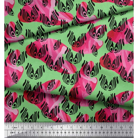 Soimoi Crepe Silk Fabric Eyes Fashion Printed Fabric 1 Yard 42 Inch Wide