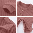 thumbnail image 6 of Nilvkv Newborn Onesies, Newborn Sleepers, Toddler Ribbed Round Neck Long Sleeve Romper Soft Cotton Lightweight Breathable Spring Summer One-Piece Brown 3-6 Months, 6 of 8
