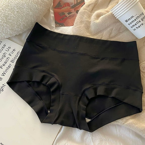LYEAA Ladies Underwear Panties Cotton Mid Waisted Cool Briefs Breathable Comfort Solid Daily Full Fashionable Women's Underpants Black L