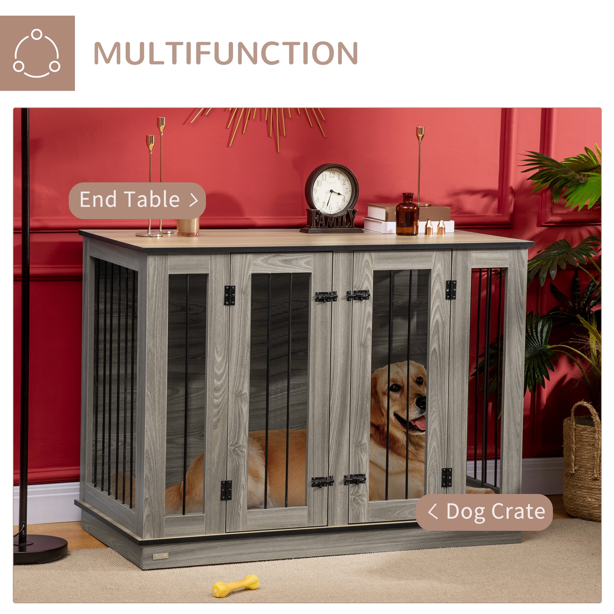 Dog crate under table hot sale