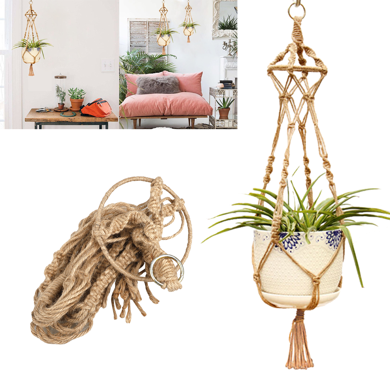 EEEkit Macrame Plant Hangers, Indoor Wall Hanging Planter
