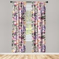 thumbnail image 3 of Ambesonne Floral Inspiration Curtains, Old Memories, Pair of 28"x84", Dark Purple and Multicolor, 3 of 5