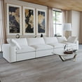 thumbnail image 4 of Sdorens Free Convertible Sectional Sofa Modular Couch,Modern Linen Fabric Sofa for Living Room,Apartment and Small Space,4-Seat Sofa,White, 4 of 24