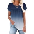 thumbnail image 4 of Youyipin Womens Tops short Sleeve Criss Cross V Neck T Shirts Loose Fit Casual Oversized Tshirts Blouses summer tops for women, 4 of 7