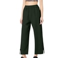 thumbnail image 6 of Lumtrix Linen Pants Women Petite Straight Leg Summer Beach Cotton Linen Wide Leg Lounge Pants High Waisted Casual Plus Size Trousers Dark Green 3XL, 6 of 7