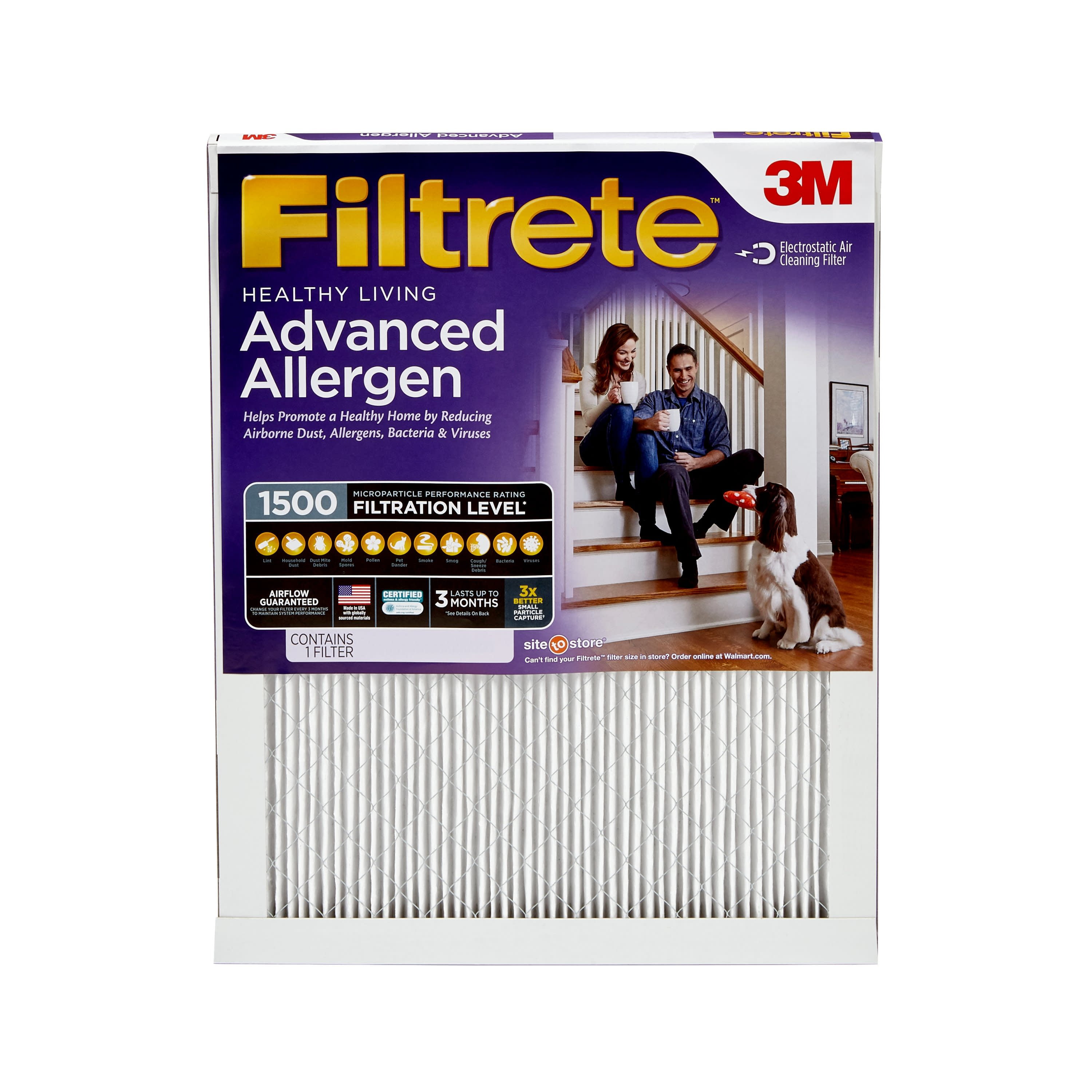 3m Ultra Allergen Reduction Filter Ultimate 16/"X25/"X1/" 1500 Mpr Merv 11-PK 6