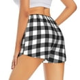 thumbnail image 3 of Goofa Black White Plaid Printed Women 2 in 1 Running Shorts,Quick Dry Athletic Workout Shorts,High Waisted Athletic Shorts with Liner Pockets-Large, 3 of 9