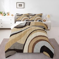 Homewish Geometric Stripes Lines 2pcs Bedding Comforter Set for Boys Girls,Vintage Aesthetic Twin Comforter Sets,Minimalist Gradient Breathable Bedding Set,Ultra Soft Home Decor,Reversible