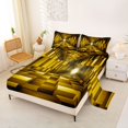 thumbnail image 2 of Castle Fairy Vintage Cube Tunnel Bed Sheets 4-Piece,Bohemian Block Full Size Sheets,Gold Black,1 Flat Sheet, 1 Fitted Sheet and 2 Pillowcases, 2 of 7