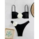 thumbnail image 4 of Trajes baño divididos piezas para mujer, conjunto Bikinis con cuello Halter, traje baño flores 3D, trajes, 4 of 5