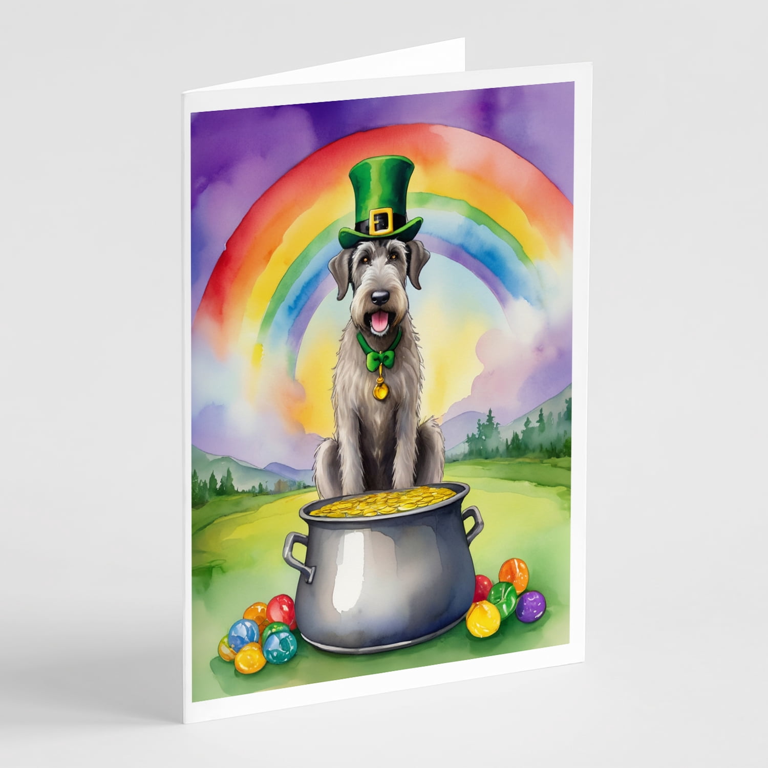 Flat-Coated Retriever St Patrick's Day Greeting Cards Pack of 8 7 in x 5 in