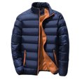thumbnail image 5 of comerut Men Winter Coat Padded Thick Solid Color Zipper Closure Stand Collar Long Sleeve Windproof Soft Warm Cold Resistant Men Jacket, 5 of 8