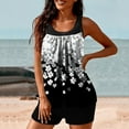 thumbnail image 4 of Two Piece Swimsuit for Women Modest Blouson Tankini Bathing Suits with Swim Shorts Floral Print Beach Outfits (L, White), 4 of 6