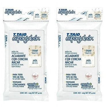 T.Taio Esponjabon 2-in-1 Sponge Soap with Mother of Pearl – Brightening – 2 Pack – 4.2 oz Each