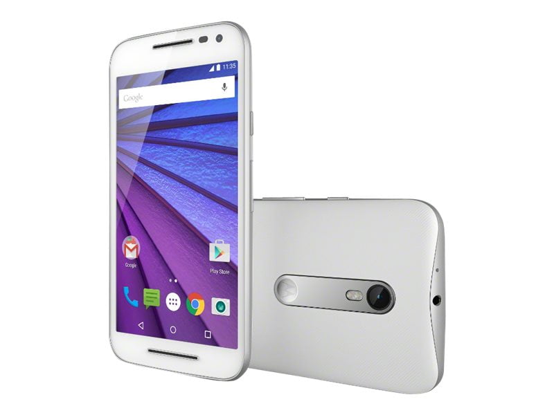 Motorola (3rd Gen.) - 4G smartphone - RAM 1 GB / 8 GB - microSD slot - LCD display 5" - 1280 x 720 pixels - rear camera 13 MP - front camera 5 MP - unlocked - white - Walmart.com