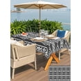 thumbnail image 5 of Outdoor Tablecloth with Umbrella Hole for Patio/Picnic/Party/Camping, Black Boho Waterproof Table Cloth Rectangle Table Cover Washable, Abstract Geometric Bohemia Ethnic Striped (60"x 84"), 5 of 8