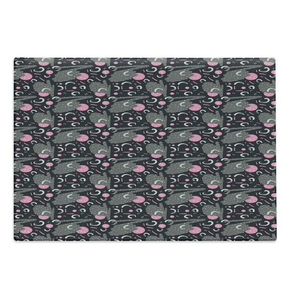Abstract Cutting Board, Modern Creative Style Strokes Dots and Rounds Repetition, Decorative Tempered Glass Cutting and Serving Board, in 3 Sizes, by Ambesonne