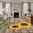 thumbnail image 3 of Yellow Sunflower Area Rug 5x8 FT, Non Slip Bedroom Throw Carpet, Butterfly Sunshine Brown Farmhouse Wood Washable Soft Floor Carpet Non-Shedding Rug for Living Room Nursery Dorm Office, 3 of 9