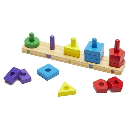 UPC: 0000772003797 | Melissa & Doug Stack and Sort Board – Wooden Educational Toy With 15 Solid Wood Pieces