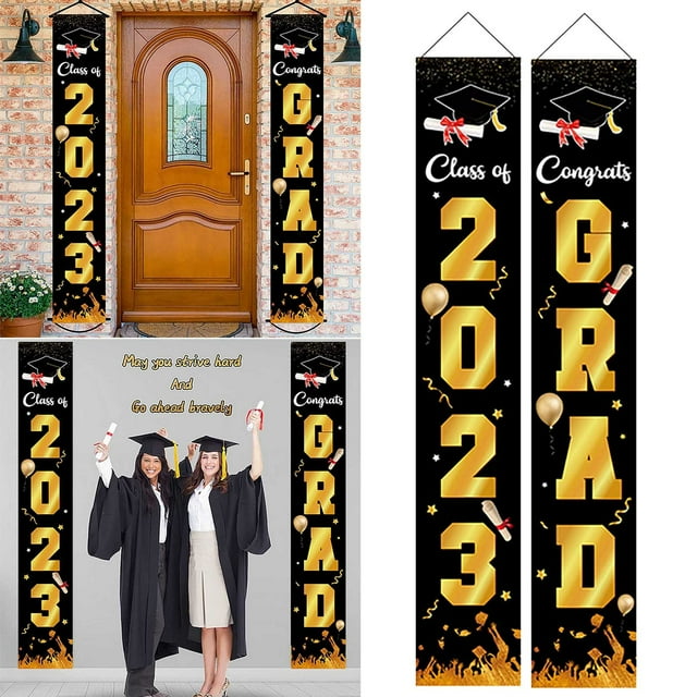 2023 Graduation Banner - Class of 2023 Porch Sign & Photo Backdrop for Graduation Party Decorations