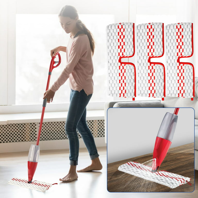 3pcs Mop Refill For Vileda Spin And Clean Mop - Spin Mop Head Replacement -  Washable Reusable Microfiber Mop Head Replacement For Cleaning Floors Red