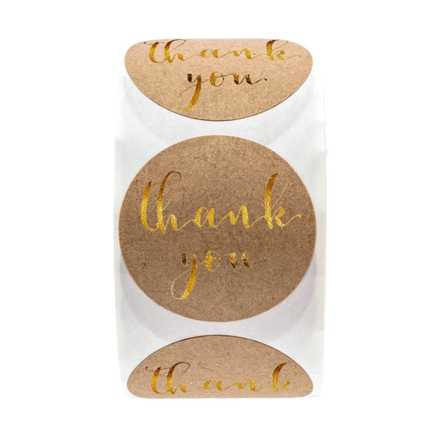 unbranded 500Ud Stickers De Papel Kraft Dorados Gracias Para Decorar Regalos Y Sobres