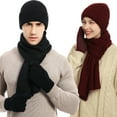 thumbnail image 3 of CSChome Hat Scarf Gloves Set Winter Hat Scarf Set - Unisex Striped Solid Color Thick Warm Elastic Non-Slip Cozy, 3 of 7