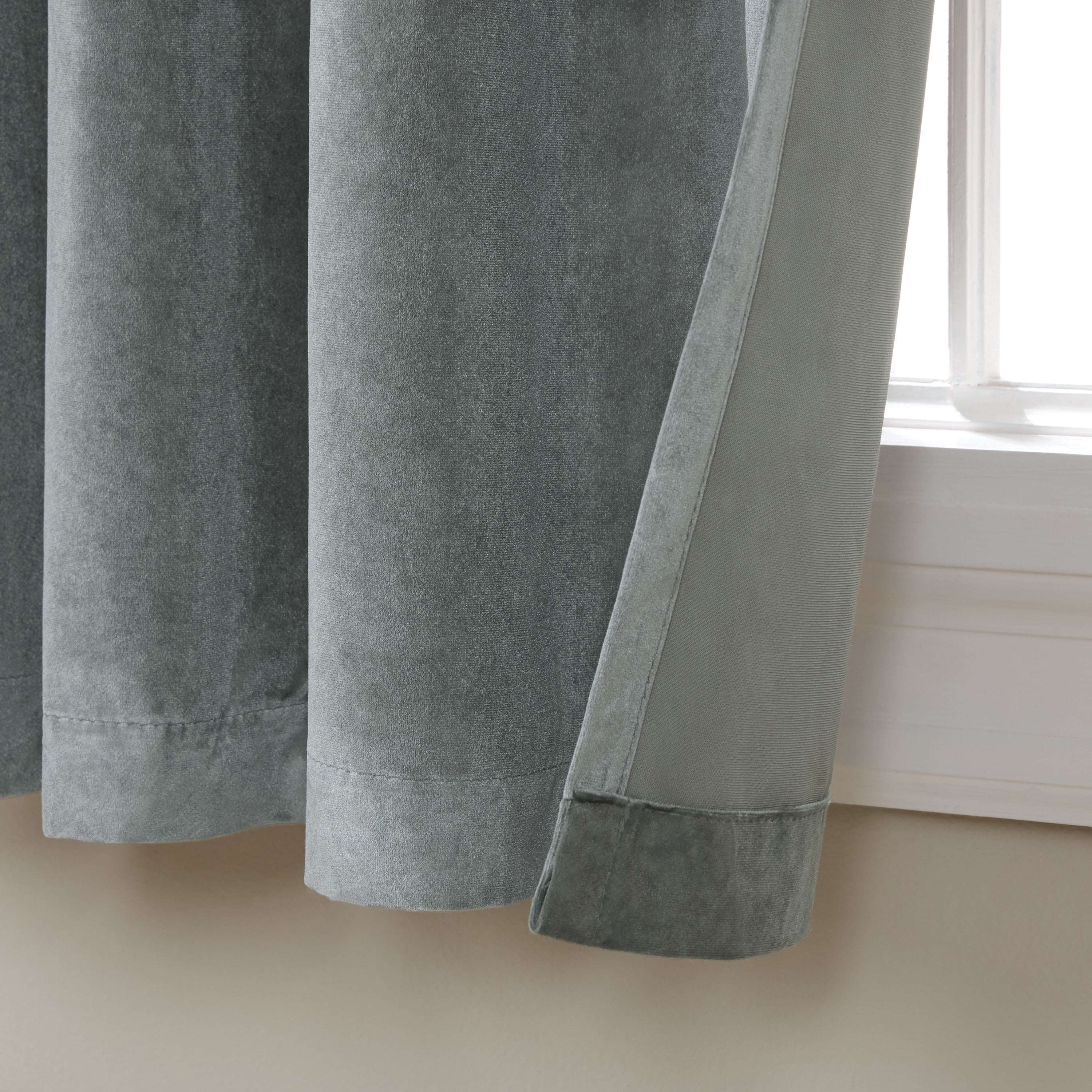 TOWN & COUNTRY LUXE Velour Solid Heavyweight Indoor Curtains, Light Filtering Opacity, Triple Pinch Pleat Top, Plush Velvet, 2-Pack Set, 27"x108", Soft Grey