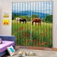 thumbnail image 3 of 2x cortina con ojales, bufanda, cinta con volantes, bufanda decorativa, cortina opaca Caballos, 3 of 9