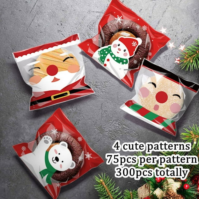 Walmart 300Pcs Xmas Cellophane Treat Bags Self-adhesive, Santa
