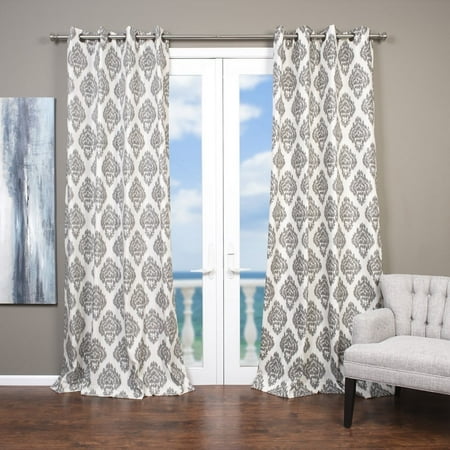 Lambrequin Baroque Ikat Damask Semi Sheer Grommet Single Curtain Panel Walmart Com Walmart Com